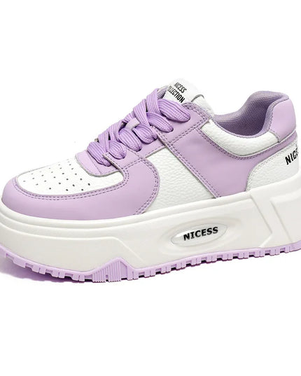 CXJYWMJL Genuine Leather Platform Sneakers Women Spring Casual Vulcanized Shoes