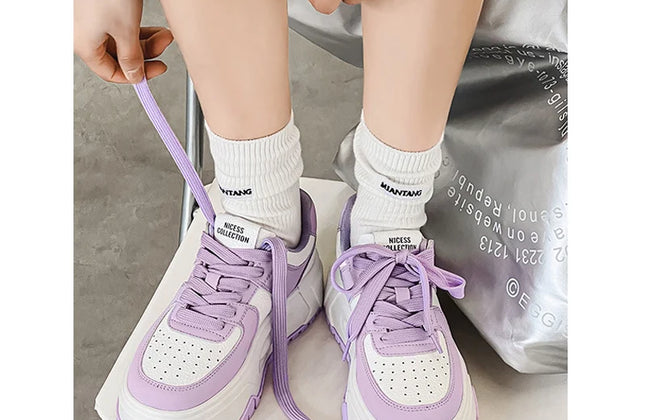 CXJYWMJL Genuine Leather Platform Sneakers Women Spring Casual Vulcanized Shoes