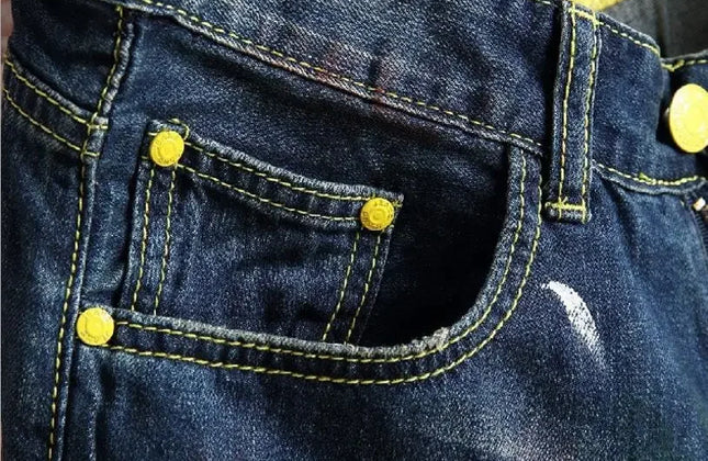 Men Holes Denim Shorts Novelty Style Jean Shorts Men Knee Length Short Jeans