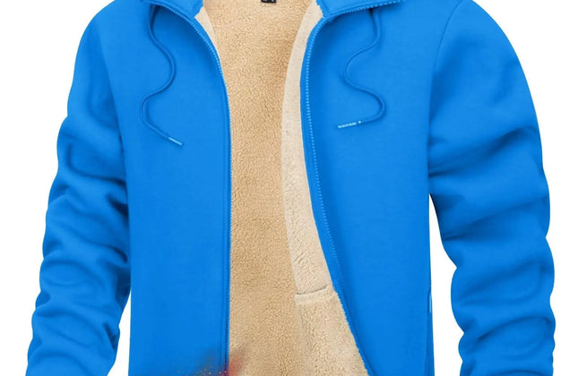 Men's Fleece-Lined Full-Zip Hoodie by TACVASEN