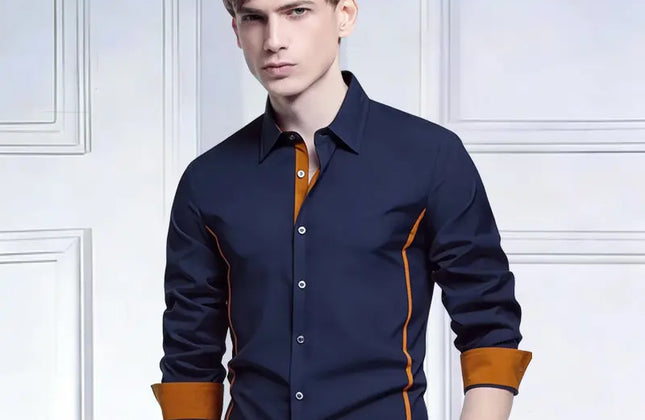Men Color Block Long Sleeve Shirt - Constantin & Crys
