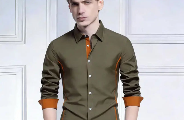 Men Color Block Long Sleeve Shirt - Constantin & Crys