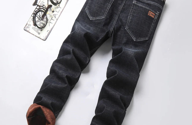 Witner  Slim Fit Stretch Thick Velvet Pants Warm Jeans Casual Grey  Fleece