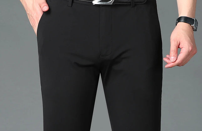 Summer Thin Men's Trousers Four Side Elastic Milk Silk New Business Office Ice