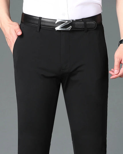 Summer Thin Men's Trousers Four Side Elastic Milk Silk New Business Office Ice