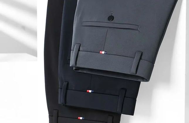 Summer Thin Men's Trousers Four Side Elastic Milk Silk New Business Office Ice