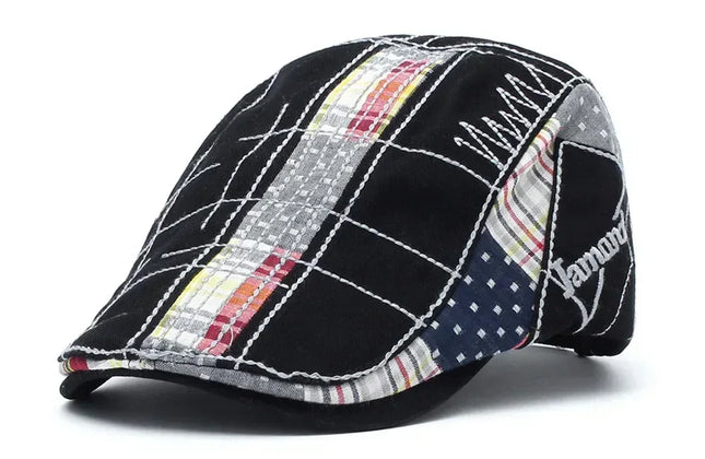 TOHUIYAN 2025 Plaid Cotton Newsboy Cap Men