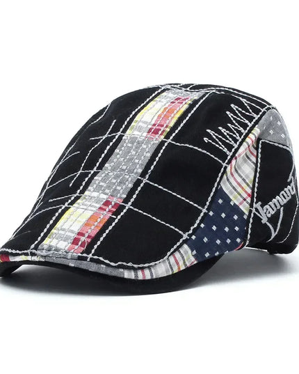 TOHUIYAN 2025 Plaid Cotton Newsboy Cap Men