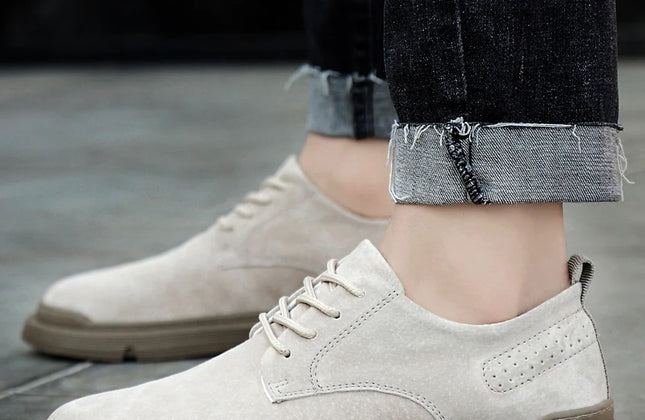 New Genuine Leather Casual Shoes Men Suede Oxfords Men Breathable Flats Shoe