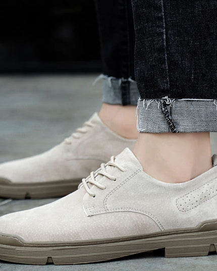 New Genuine Leather Casual Shoes Men Suede Oxfords Men Breathable Flats Shoe
