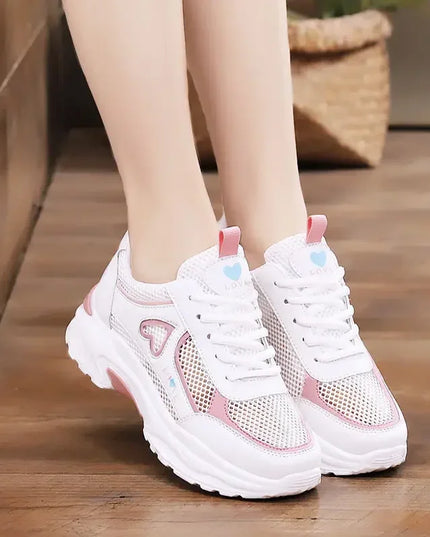 Women Shoes Heart-Shaped Platform Sneakers Woman Walking Sports-Shoes Breathable