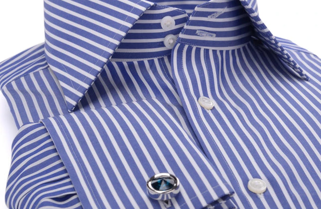 Men's Shirt French Business Shirt With Double Buckle and Striped