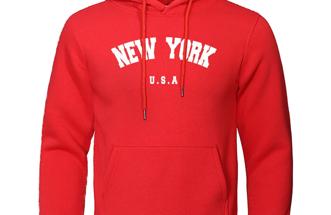 NEW YORK Letter U.S.A City Print Hoody Men Fashion Casual Long Sleeves Hooded