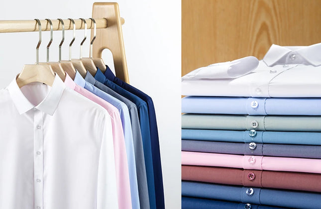 Fashion Blue Black White Mens Dress Shirts for Man Long Sleeved Shirt