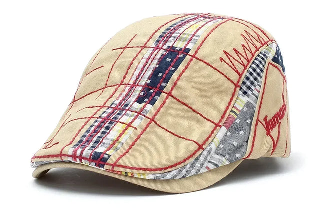 TOHUIYAN 2025 Plaid Cotton Newsboy Cap Men