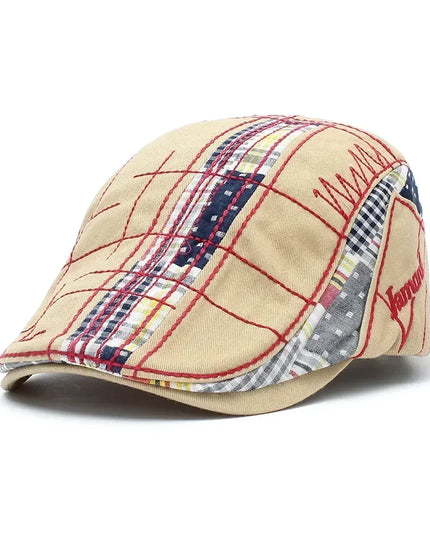 TOHUIYAN 2025 Plaid Cotton Newsboy Cap Men