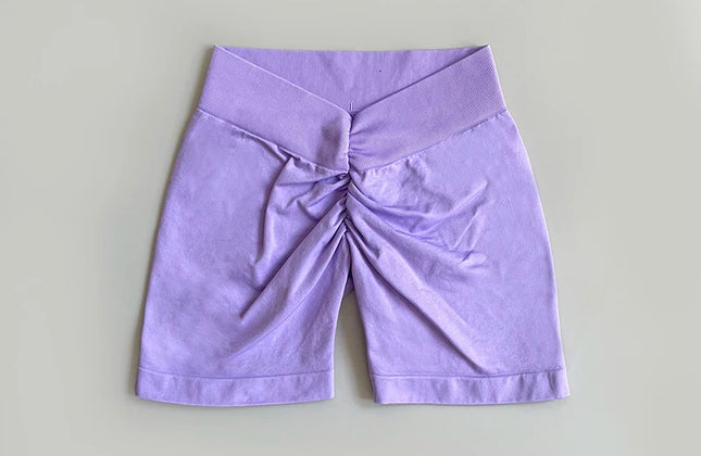 Seamless Women Yoga Shorts Deep v Back Waist Gym Shorts Workout Running short