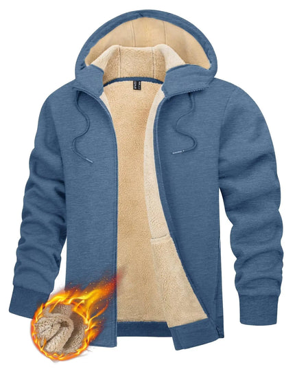 Men's Fleece-Lined Full-Zip Hoodie by TACVASEN