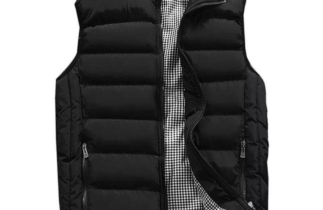 Men's Knitted Zip-Up Vest with Mandarin Collar