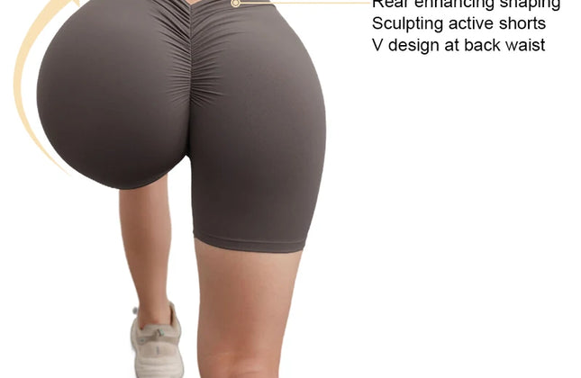 Seamless Women Yoga Shorts Deep v Back Waist Gym Shorts Workout Running short