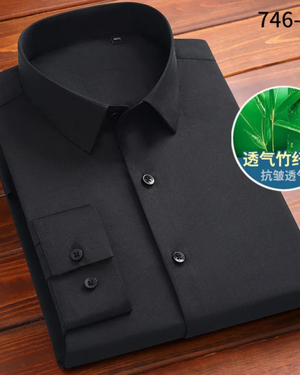Fashion Blue Black White Mens Dress Shirts for Man Long Sleeved Shirt