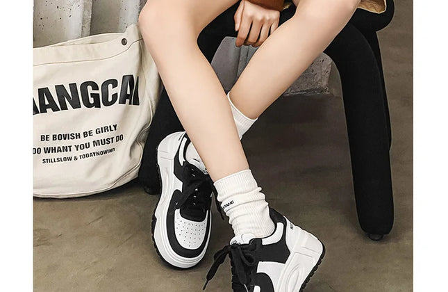 CXJYWMJL Genuine Leather Platform Sneakers Women Spring Casual Vulcanized Shoes