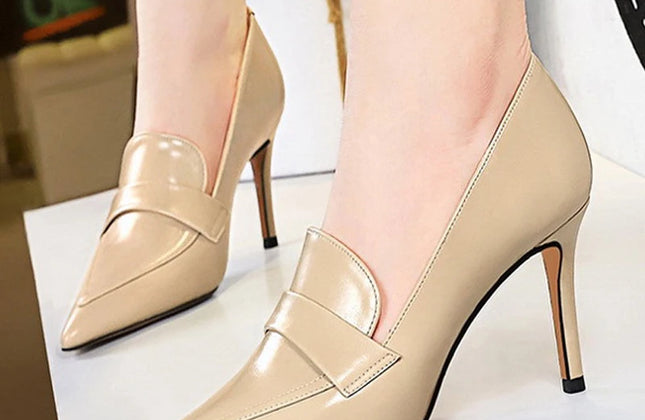 BIGTREE Shoes Retro Pointed Toe Women Pumps Leather Shoes High Heels Versatile