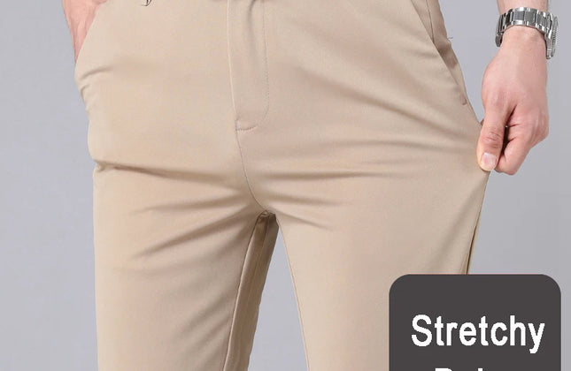 Male Pants Stretch Solid Black Smart Casual Men's Trousers Office Quick Dry