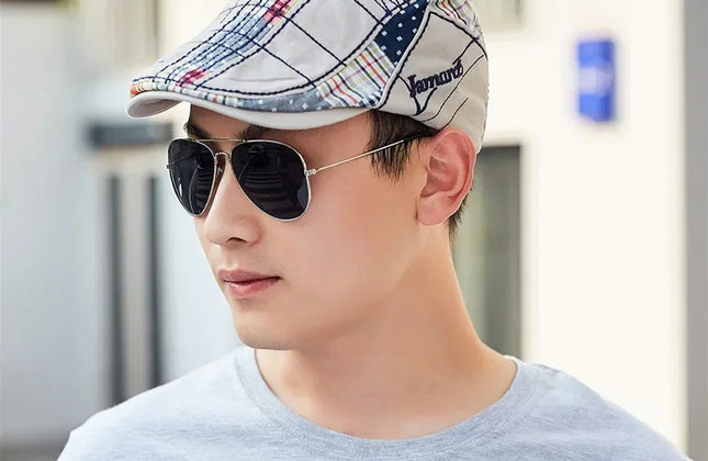 TOHUIYAN 2025 Plaid Cotton Newsboy Cap Men