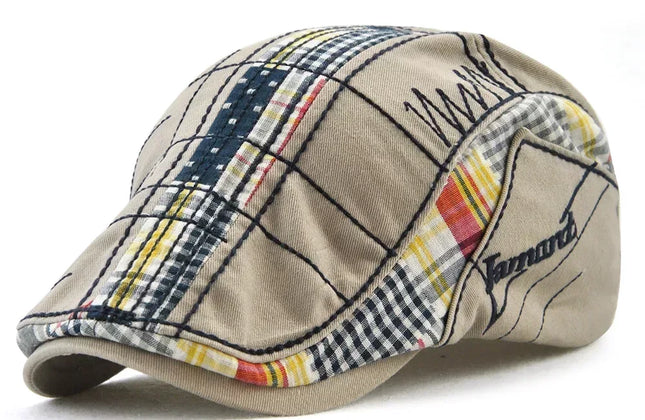 TOHUIYAN 2025 Plaid Cotton Newsboy Cap Men