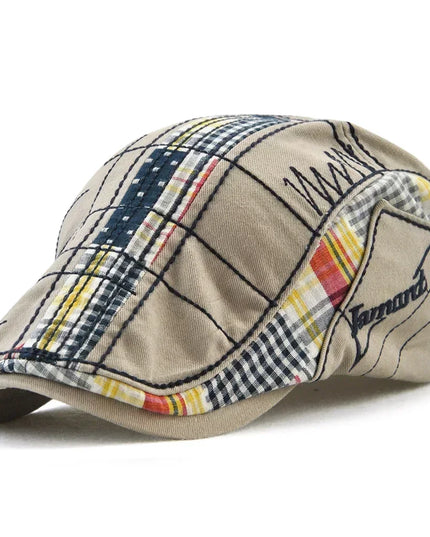 TOHUIYAN 2025 Plaid Cotton Newsboy Cap Men