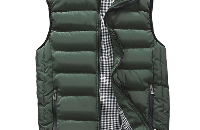 Men's Knitted Zip-Up Vest with Mandarin Collar