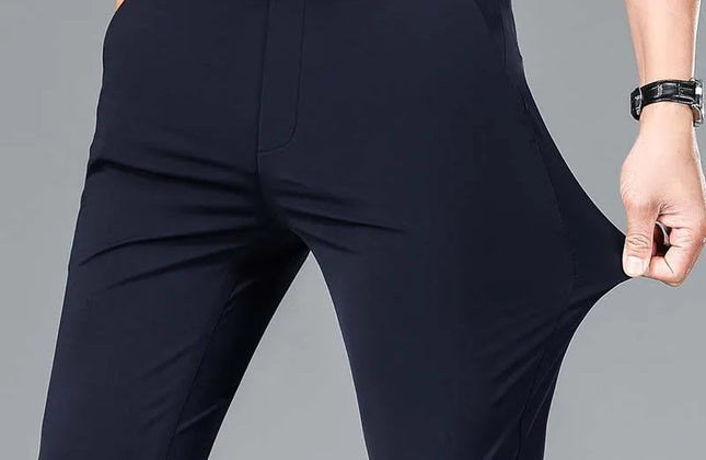 Summer Thin Men's Trousers Four Side Elastic Milk Silk New Business Office Ice