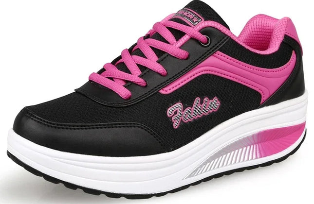 Women Slimming Swing Sneakers Platform Wedge Toning Shoes Woman Breathable