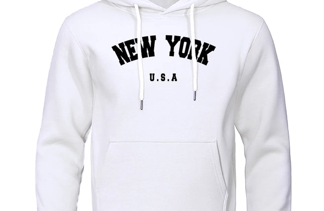 NEW YORK Letter U.S.A City Print Hoody Men Fashion Casual Long Sleeves Hooded