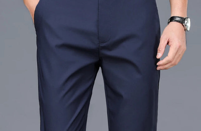 Male Pants Stretch Solid Black Smart Casual Men's Trousers Office Quick Dry