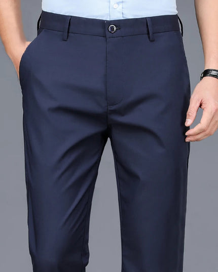 Male Pants Stretch Solid Black Smart Casual Men's Trousers Office Quick Dry