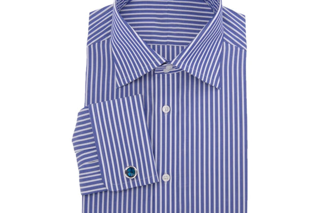 Men's Shirt French Business Shirt With Double Buckle and Striped