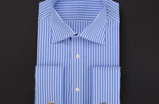 Men's Shirt French Business Shirt With Double Buckle and Striped