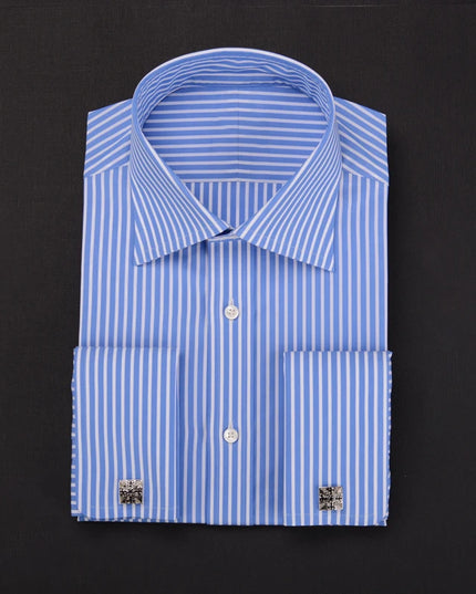 Men's Shirt French Business Shirt With Double Buckle and Striped