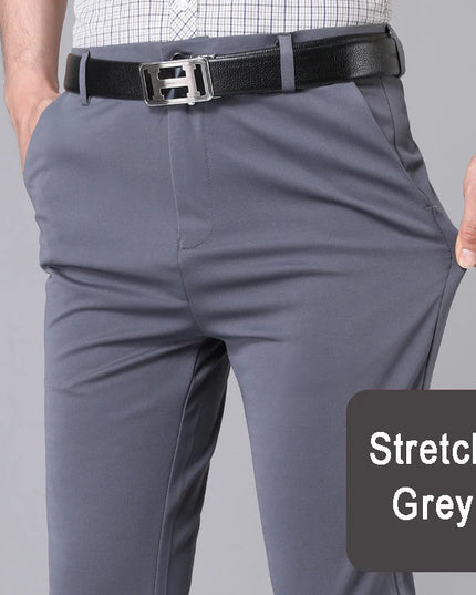 Male Pants Stretch Solid Black Smart Casual Men's Trousers Office Quick Dry