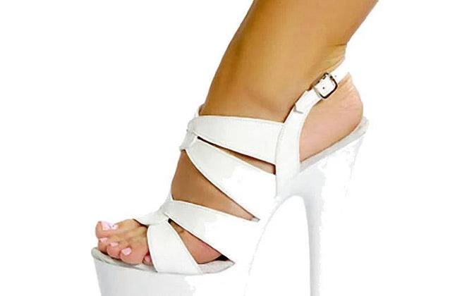 White Thin Heel 17cm Ultra High Heel Pole Dance Model Walk Show Fashion