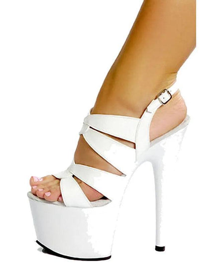 White Thin Heel 17cm Ultra High Heel Pole Dance Model Walk Show Fashion