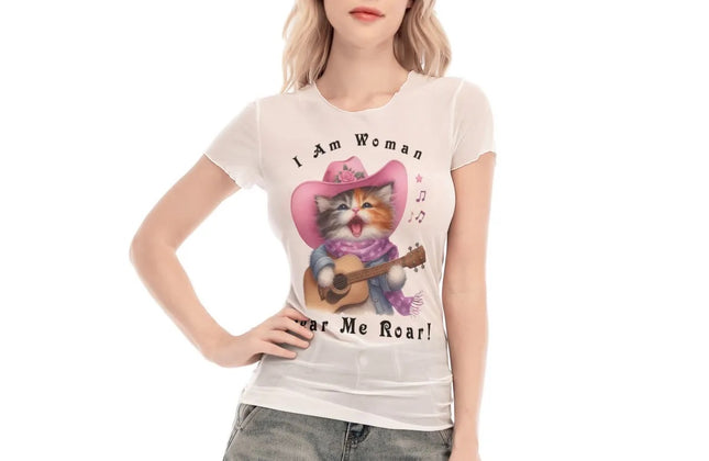 I Am Woman — Cat-Themed Mesh Top