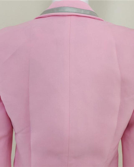 A4564 Elegant Pink Long Sleeve Single Button Slim Winter Wear Women Coat 2021 - Constantin & Crys