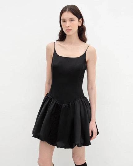 Ballet Acetate Satin Slip Dress | Luxury A-Line Bubble Skirt Dress