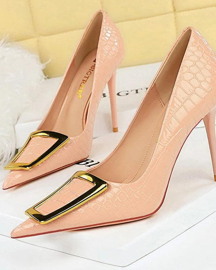 BIGTREE Shoes Women 10 Cm Metal Buckle Ladies Pumps Luxury Women's Banquet Shoes - Constantin & Crys