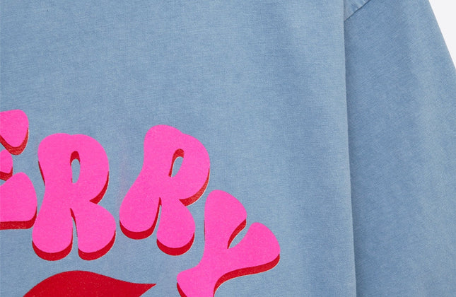 Blue Cherry Logo T-Shirt | Women's Relaxed Fit Cotton Tee