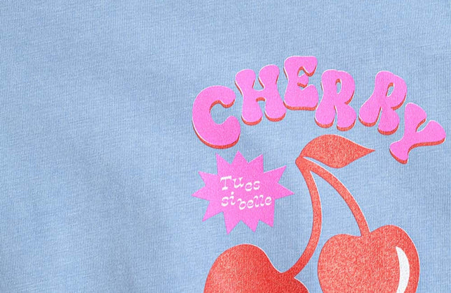Blue Cherry Logo T-Shirt | Women's Relaxed Fit Cotton Tee