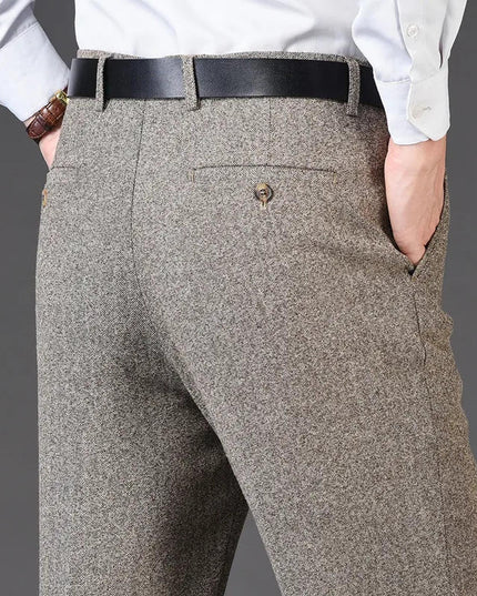 Cashmere Suit Pant for Men Loose Striped Hight Waist Wool Trousers Classic - Constantin & Crys